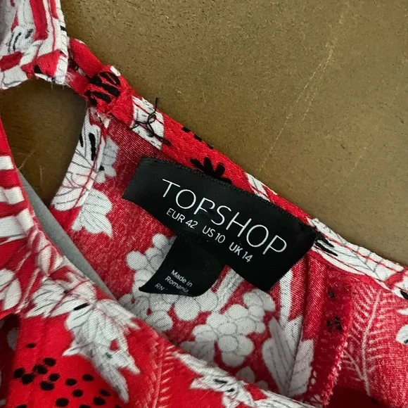 Beautiful TopShop Red Printed Dress - Picture 4 of 8